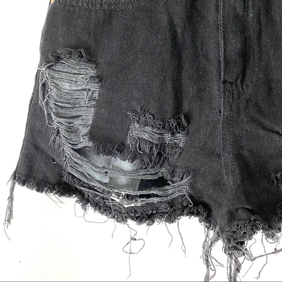 Black Ripped Jean Mom Shorts - Picture 7 of 8